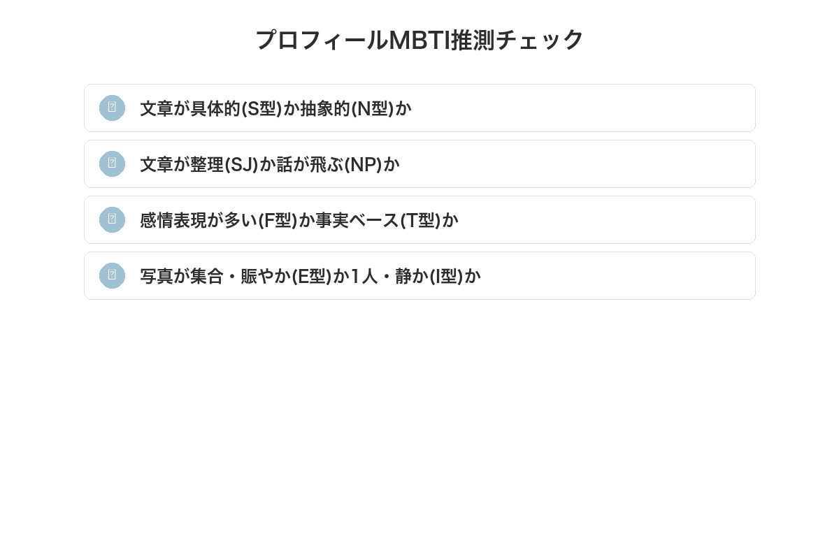 プロフィールMBTI推測チェックリスト