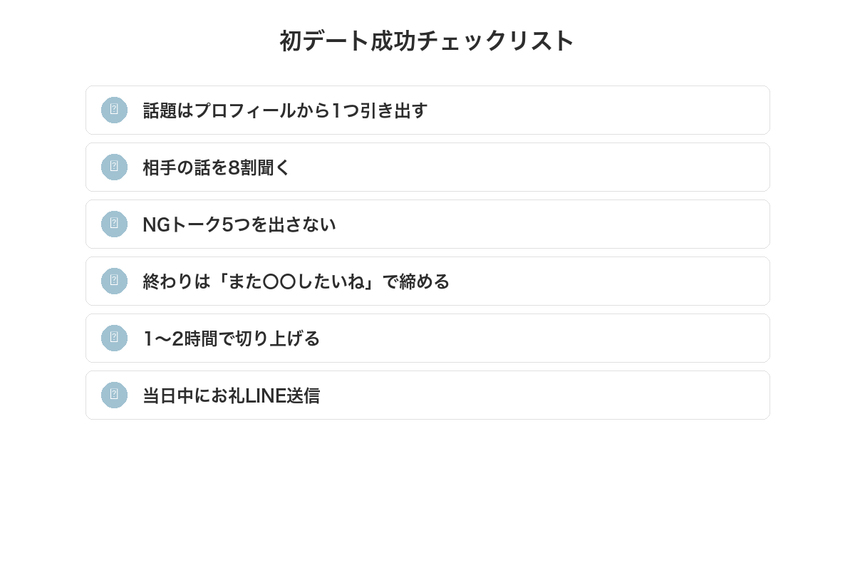 初デート成功チェックリスト