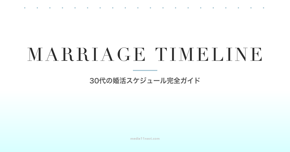 30代の婚活タイムライン完全ガイド
