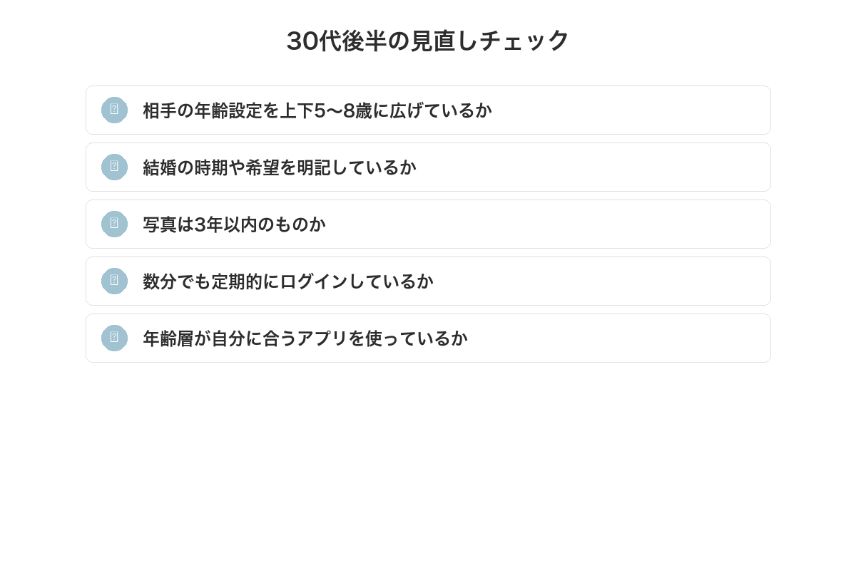 30代後半の見直しチェックリスト