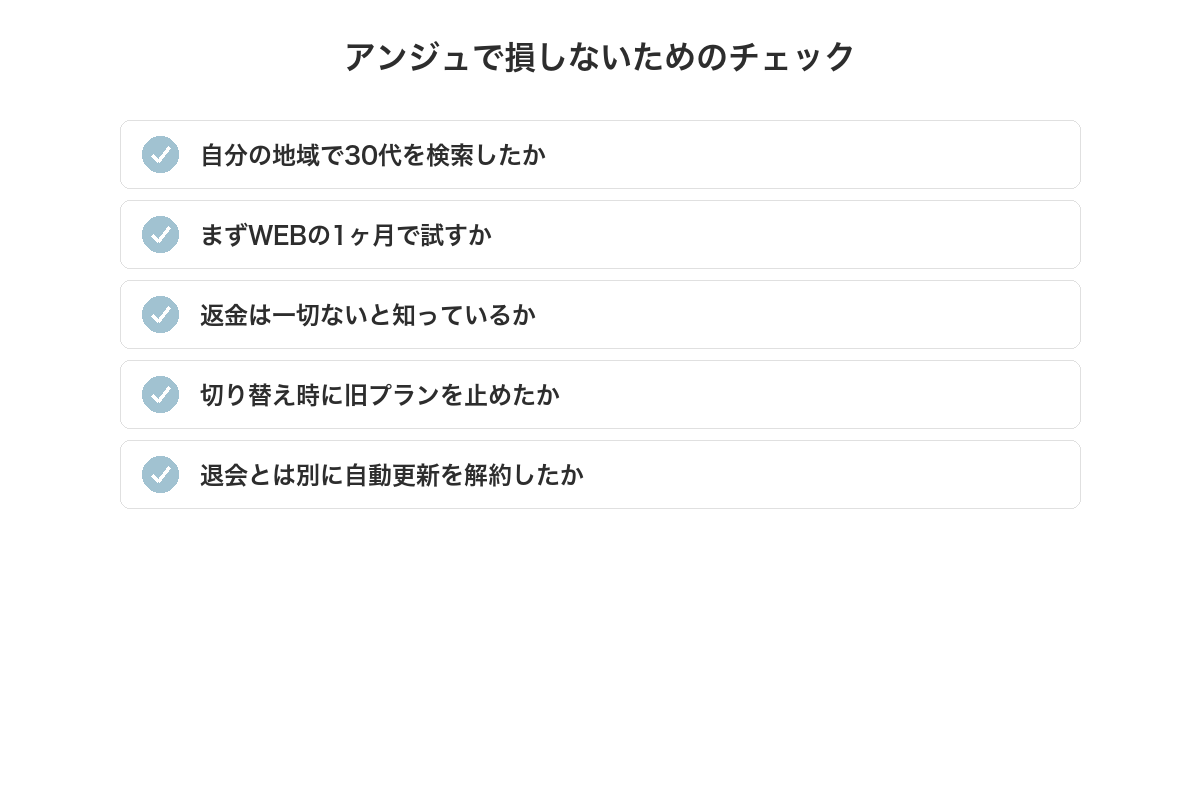 アンジュで損しないためのチェックリスト