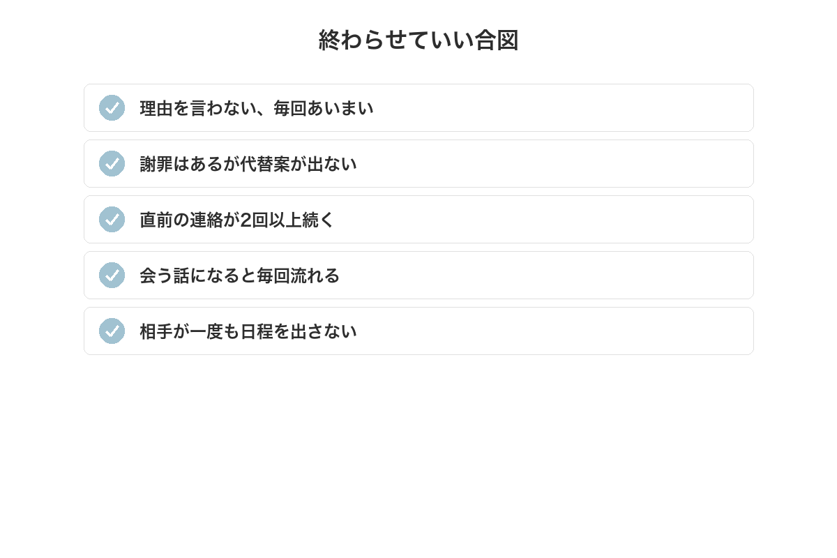 やりとりを終わらせていい合図のチェックリスト