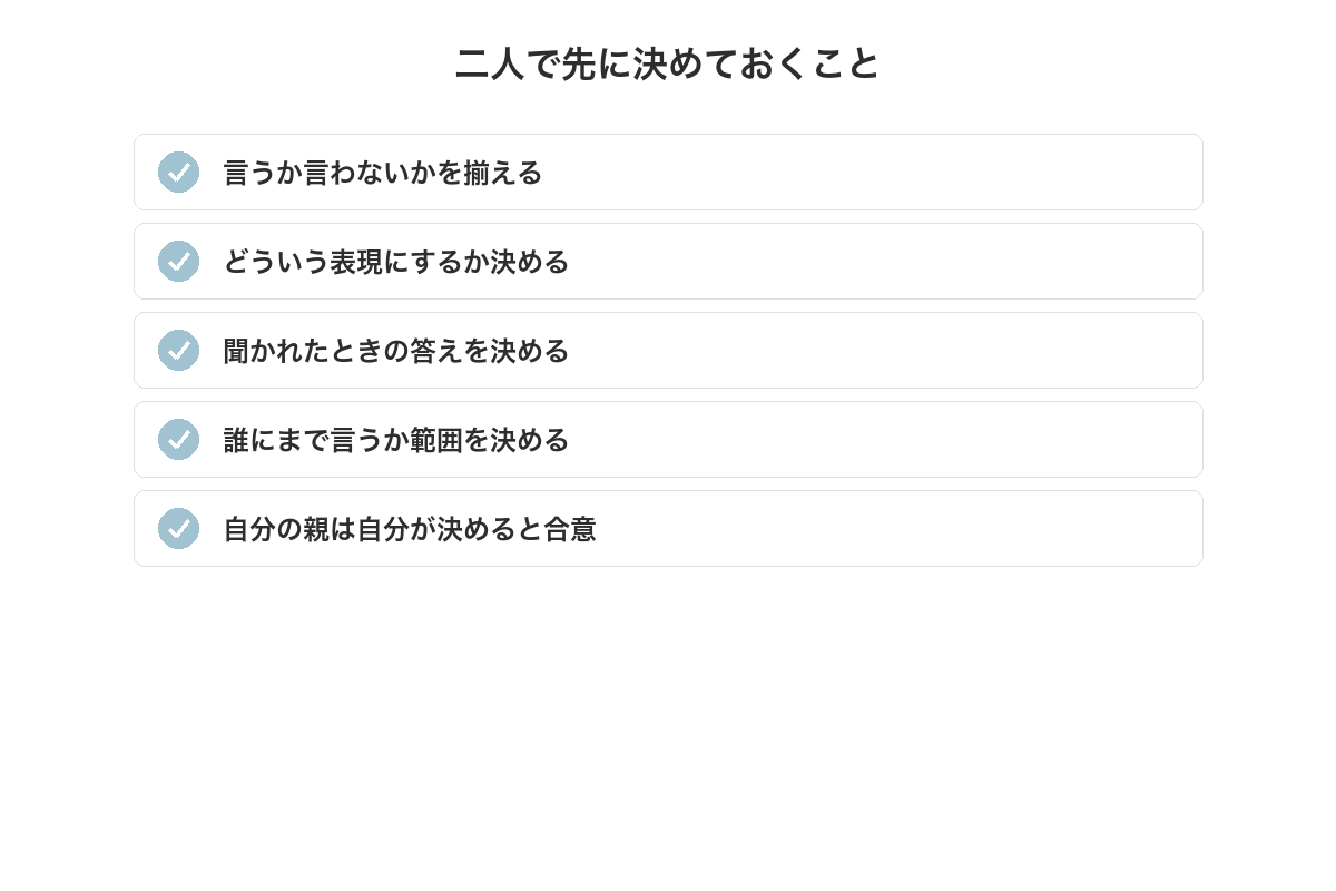 二人で先に決めておくことのチェックリスト
